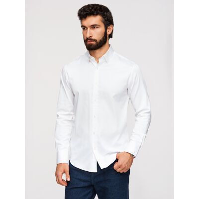 Ombre Cămașă bărbătească SLIM FIT cu finisaj satinat - albă alb XL male Ombre Cămașă bărbătească SLIM FIT cu finisaj satinat - albă alb XL male