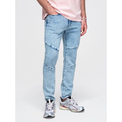 Ombre Blugi slim fit pentru bărbați, cu aspect marmorat alb L male Ombre Blugi slim fit pentru bărbați, cu aspect marmorat alb L male