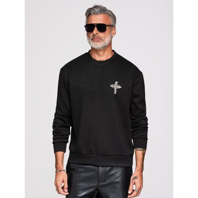Ombre Hanorac negru bărbătesc cu aplicație negru XL male Ombre Hanorac negru bărbătesc cu aplicație negru XL male