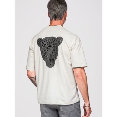 Ombre Tricou bărbătesc cu aplicație de panteră negru XL male Ombre Tricou bărbătesc cu aplicație de panteră negru XL male