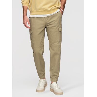 Pantaloni jogger bărbătești Ombre cu buzunare cargo - kaki kaki XXL male Pantaloni jogger bărbătești Ombre cu buzunare cargo - kaki kaki XXL male