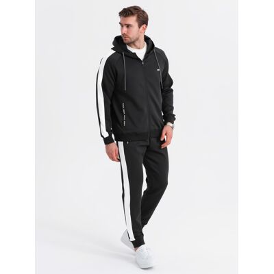 Ombre Trening bărbătesc cu fermoar și pantaloni jogger negru S male Ombre Trening bărbătesc cu fermoar și pantaloni jogger negru S male