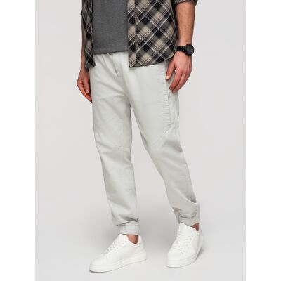 Ombre Pantaloni de trening bărbătești cu detalii tricotate alb XL male Ombre Pantaloni de trening bărbătești cu detalii tricotate alb XL male