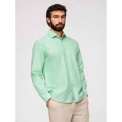 Cămașă Oxford pentru bărbați, în culori pastelate, cu model ombre crem S male Cămașă Oxford pentru bărbați, în culori pastelate, cu model ombre crem S male