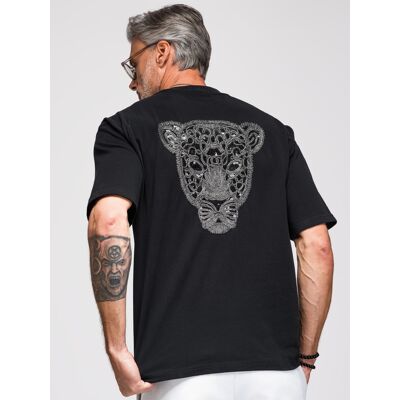 Tricou bărbătesc cu imprimeu panteră Ombre negru XL male Tricou bărbătesc cu imprimeu panteră Ombre negru XL male