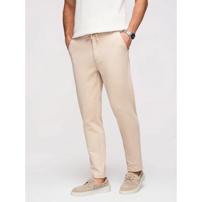 Ombre Pantaloni bej bărbătești CARROT FIT alb L male Ombre Pantaloni bej bărbătești CARROT FIT alb L male