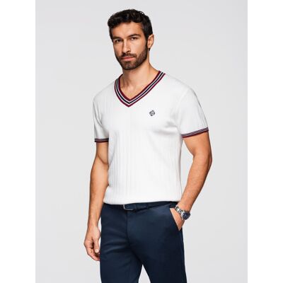 Ombre Tricou bărbătesc cu decolteu în V, model ombré - alb albastru L male Ombre Tricou bărbătesc cu decolteu în V, model ombré - alb albastru L male