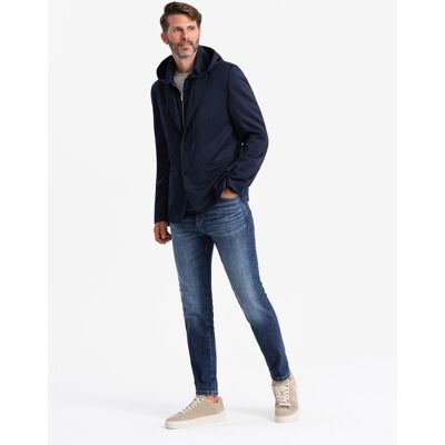 Ombre Men's blazer with detachable underlining and hood - navy blue negru XL male Ombre Men's blazer with detachable underlining and hood - navy blue negru XL male