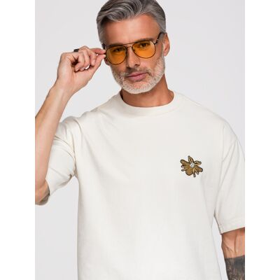 Tricou bărbătesc Ombre cu aplicație de albine crem L male Tricou bărbătesc Ombre cu aplicație de albine crem L male