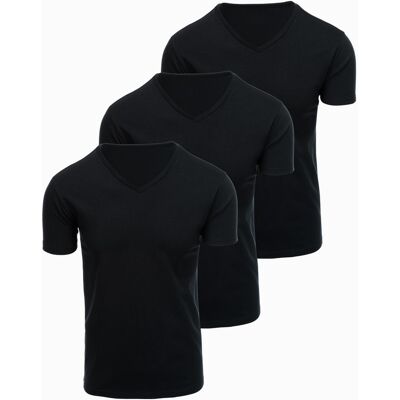 Tricou bărbătesc Ombre BASIC cu decolteu în V - 3x negru negru XXL male Tricou bărbătesc Ombre BASIC cu decolteu în V - 3x negru negru XXL male