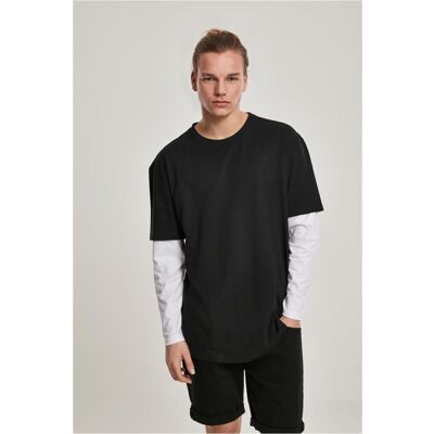 Urban Classics Strat dublu supradimensionat LS Tee alb/negru negru XL male Urban Classics Strat dublu supradimensionat LS Tee alb/negru negru XL male