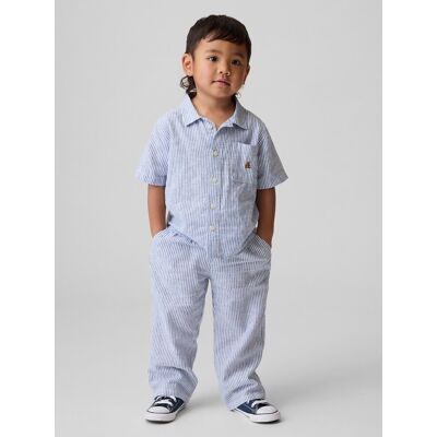 Pantaloni de in pentru băieți GAP albastru 18-24m male Pantaloni de in pentru băieți GAP albastru 18-24m male