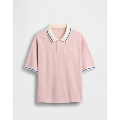 Tricou polo supradimensionat GAP Kids cu logo crem L male Tricou polo supradimensionat GAP Kids cu logo crem L male