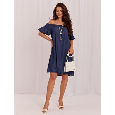 Italy Moda Rochie granat cu volane albastru One size unisex Italy Moda Rochie granat cu volane albastru One size unisex