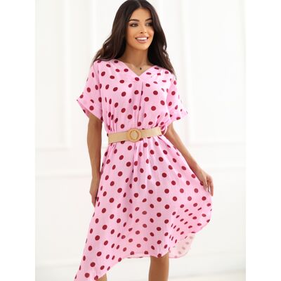Italy Moda Rochie roz deschis cu buline alb One size unisex Italy Moda Rochie roz deschis cu buline alb One size unisex