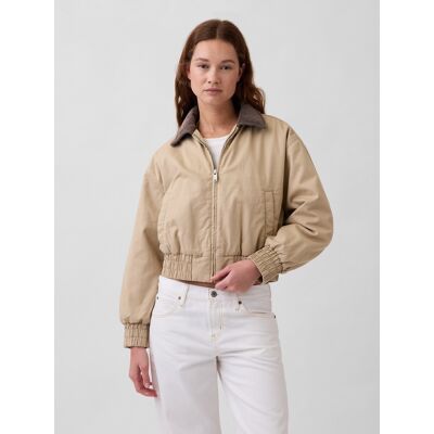 Geacă bomber GAP Oversize din bumbac pentru femei alb M female Geacă bomber GAP Oversize din bumbac pentru femei alb M female