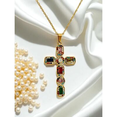 Colier Resti Aurelia Lux cu cruce galben UNIV unisex Colier Resti Aurelia Lux cu cruce galben UNIV unisex