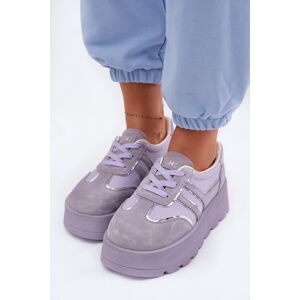 Teniși cu platformă din piele întoarsă pentru femei GOE violet 38 female Teniși cu platformă din piele întoarsă pentru femei GOE violet 38 female