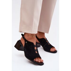 Sandale damă din piele întoarsă Maciejka cu toc negru 36 female Sandale damă din piele întoarsă Maciejka cu toc negru 36 female