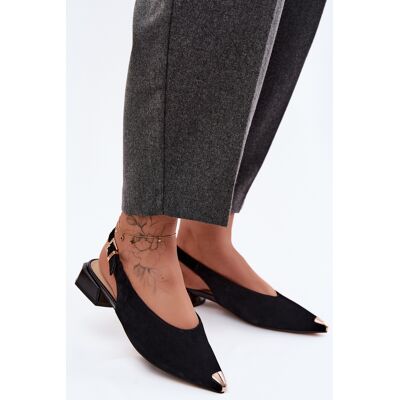Sandale D&A din piele întoarsă cu toc jos negru 38 female Sandale D&A din piele întoarsă cu toc jos negru 38 female