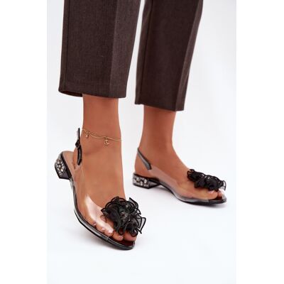 S. BARSKI Sandale transparente cu toc jos și decorațiuni florale negru 40 female S. BARSKI Sandale transparente cu toc jos și decorațiuni florale negru 40 female