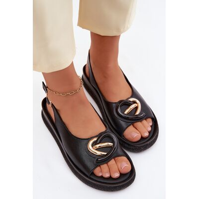 Sandale din piele S. BARSKI cu platformă negru 36 female Sandale din piele S. BARSKI cu platformă negru 36 female