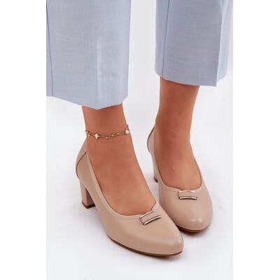 Pantofi cu toc bloc Vinceza bej crem 40 female Pantofi cu toc bloc Vinceza bej crem 40 female