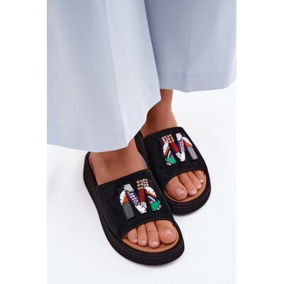 Papuci de damă din piele întoarsă cu platformă Vinceza negru 37 female Papuci de damă din piele întoarsă cu platformă Vinceza negru 37 female
