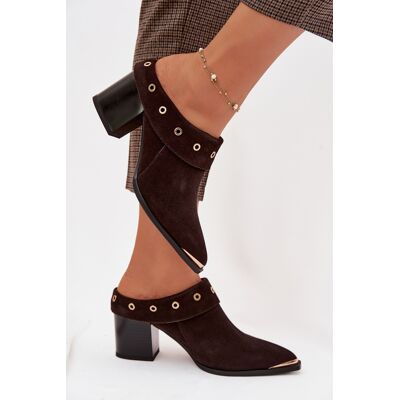 Papuci cu toc din piele întoarsă S. BARSKI negru 38 female Papuci cu toc din piele întoarsă S. BARSKI negru 38 female