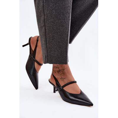 Sandale cu toc și barete din piele D&A negru 40 female Sandale cu toc și barete din piele D&A negru 40 female