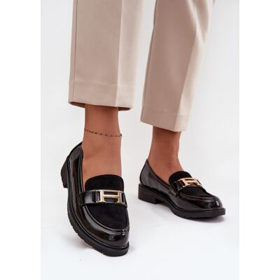 Mocasini S. Barski pentru femei cu detalii aurii negru 39 female Mocasini S. Barski pentru femei cu detalii aurii negru 39 female