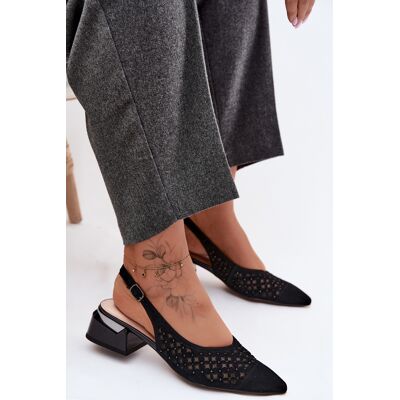 Sandale D&A cu vârful deschis din piele întoarsă negru 40 female Sandale D&A cu vârful deschis din piele întoarsă negru 40 female