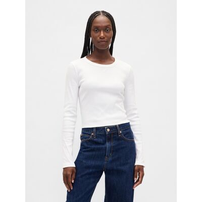 GAP Ribbed Crop T-Shirt - Women's albastru XL female GAP Ribbed Crop T-Shirt - Women's albastru XL female