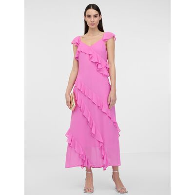 Fustă Maxi Roz pentru Doamne Orsay - Decolteu în V, Lungime maxi, Mâneci scurte Fustă Maxi Roz pentru Doamne Orsay - Decolteu în V, Lungime maxi, Mâneci scurte