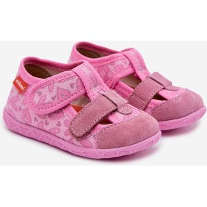 Papuci pentru copii cu sclipici Milami și velcro roz 25 unisex Papuci pentru copii cu sclipici Milami și velcro roz 25 unisex