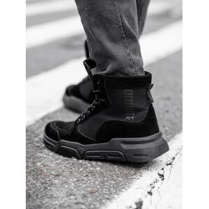 Ombre Men's ankle sneaker boots with sculpted sole - black negru 44 male Ombre Men's ankle sneaker boots with sculpted sole - black negru 44 male
