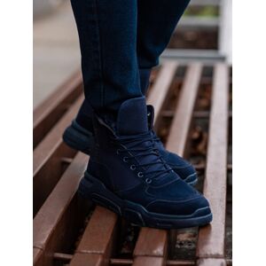 Ombre Men's ankle sneaker boots with sculpted sole - navy blue albastru 44 male Ombre Men's ankle sneaker boots with sculpted sole - navy blue albastru 44 male