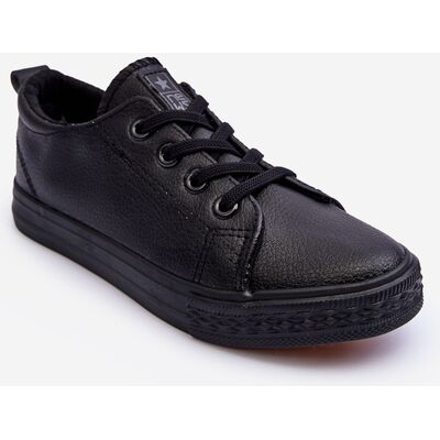 EVENTO Teniși din piele pentru copii, negri, Poliana negru 34 unisex EVENTO Teniși din piele pentru copii, negri, Poliana negru 34 unisex