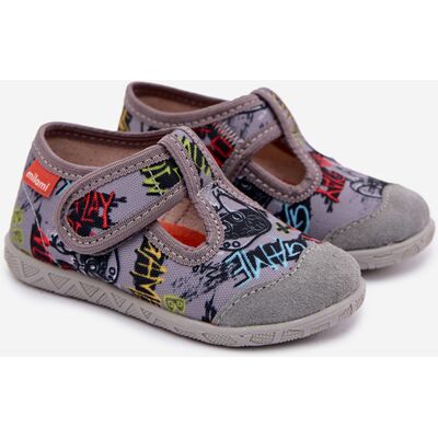 Papuci pentru copii Milami cu velcro, gri gri 22 unisex Papuci pentru copii Milami cu velcro, gri gri 22 unisex