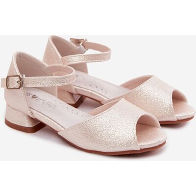 Sandale strălucitoare bej pentru copii Boto Shiny crem 26 unisex Sandale strălucitoare bej pentru copii Boto Shiny crem 26 unisex