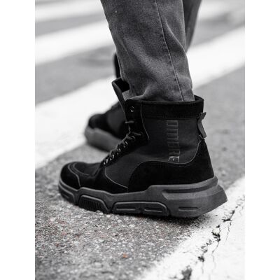 Ombre Men's ankle sneaker boots with sculpted sole - black negru 42 male Ombre Men's ankle sneaker boots with sculpted sole - black negru 42 male