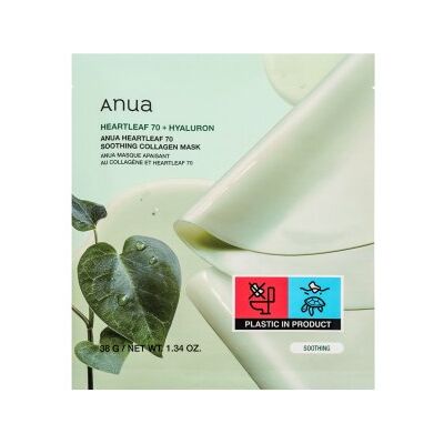 Anua Heartleaf 70 + Hyaluron Mască cu efect de calmare si revigorare Soothing Collagen Mask 4 x 38 g Anua Heartleaf 70 + Hyaluron Mască cu efect de calmare si revigorare Soothing Collagen Mask 4 x 38 g