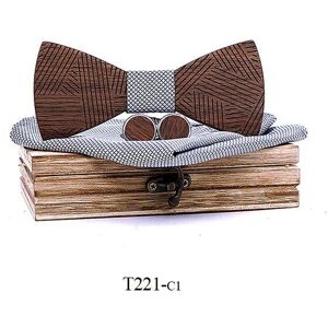 Mahoosive Papion din lemn cu batistă și butoniere T221 Mahoosive Papion din lemn cu batistă și butoniere T221