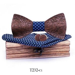 Mahoosive Papion din lemn cu batistă și butoniere T232 Mahoosive Papion din lemn cu batistă și butoniere T232
