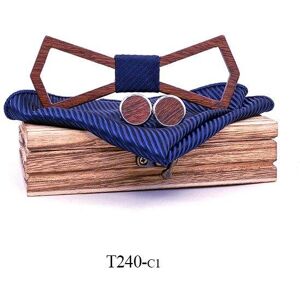 Mahoosive Papion din lemn cu batistă și butoniere T240 Mahoosive Papion din lemn cu batistă și butoniere T240