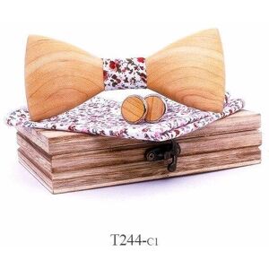 Papion din lemn cu batistă și butoniere Mahoosive Papion din lemn cu batistă și butoniere Mahoosive