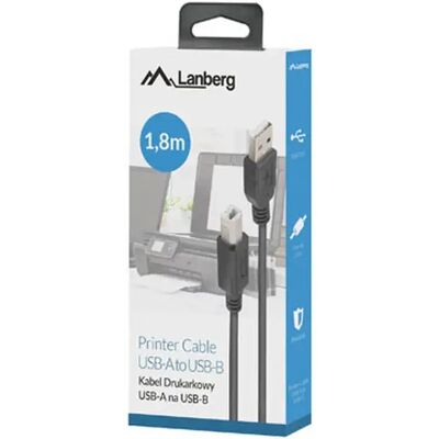 5901969429893 LANBERG USB 2.0 AM-BM Conector Negru 1.8m 5901969429893 LANBERG USB 2.0 AM-BM Conector Negru 1.8m