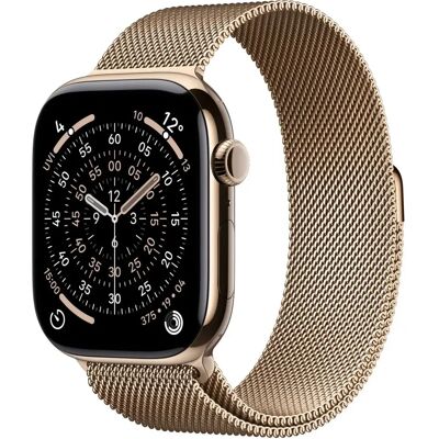 Apple Watch Series 11 GPS + Cellular 46mm aur titan toc aur milanez curea S/M Apple Watch Series 11 GPS + Cellular 46mm aur titan toc aur milanez curea S/M