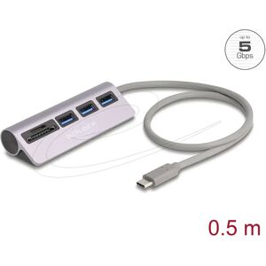 DELOCK 3 portos USB 5 Gbps hub montat SD și Micro SD kártyaolvasóval. precum și USB Type-C cu conector DELOCK 3 portos USB 5 Gbps hub montat SD și Micro SD kártyaolvasóval. precum și USB Type-C cu conector