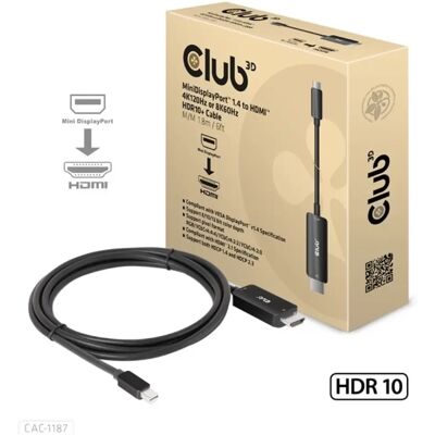 8719214472535 CLUB3D Mini DisplayPort HDMI 2.1 Convertor Negru 1.8m CAC-1187 8719214472535 CLUB3D Mini DisplayPort HDMI 2.1 Convertor Negru 1.8m CAC-1187